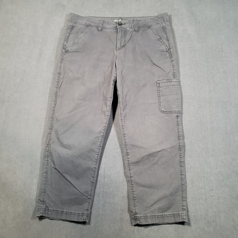 Eddie Bauer Cargo Crop‎ Pants Womens 10 Grey Stretch Cotton Outdoor Casual